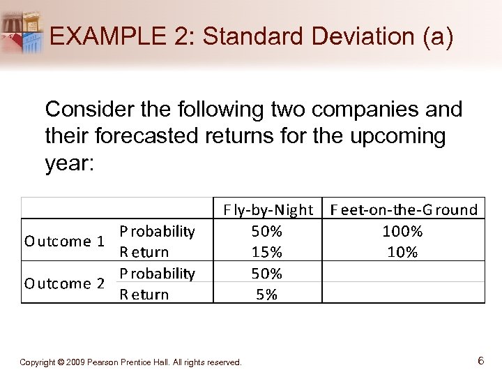 EXAMPLE 2: Standard Deviation (a) Consider the following two companies and their forecasted returns