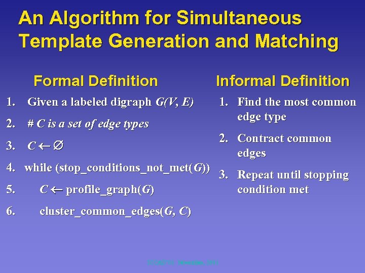 An Algorithm for Simultaneous Template Generation and Matching Formal Definition Informal Definition 1. Given