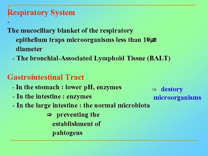 Respiratory System - The mucociliary blanket of the respiratory epithelium traps microorganisms less than