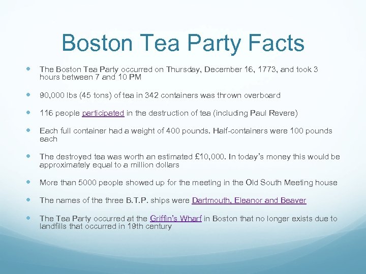fun facts on the boston tea party | You In Boston