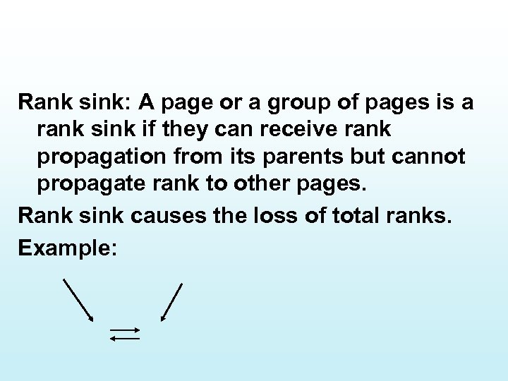 Rank sink: A page or a group of pages is a rank sink if