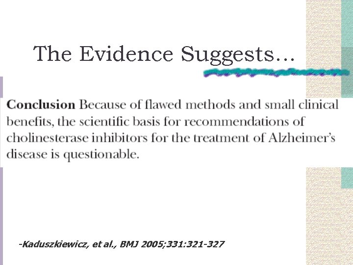 The Evidence Suggests… -Kaduszkiewicz, et al. , BMJ 2005; 331: 321 -327 