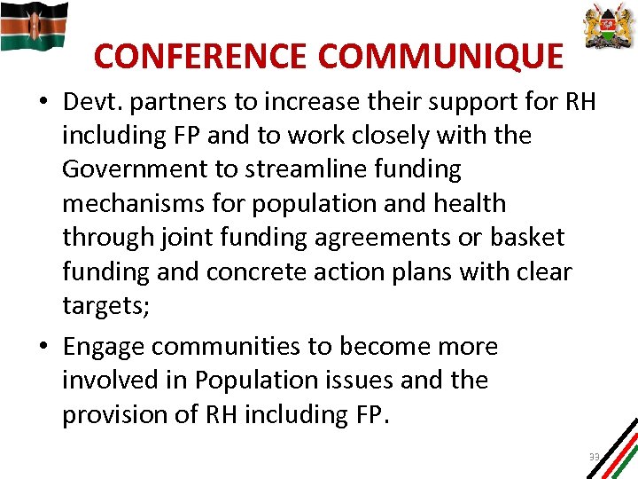 CONFERENCE COMMUNIQUE • Devt. partners to increase their support for RH including FP and