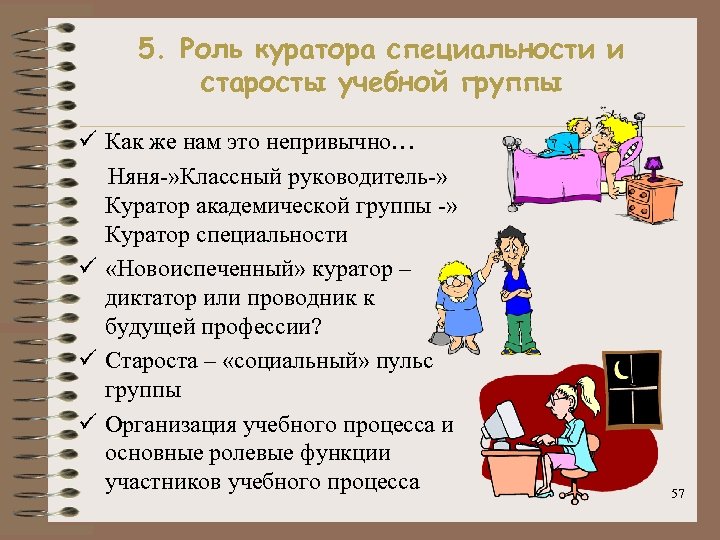 5. Роль куратора специальности и старосты учебной группы ü Как же нам это непривычно…