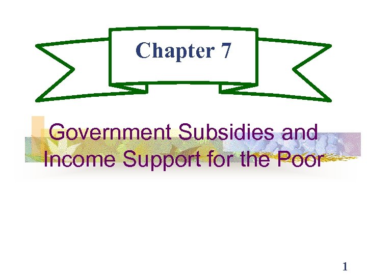 Chapter 7 Government Subsidies and Income Support for the Poor 1 