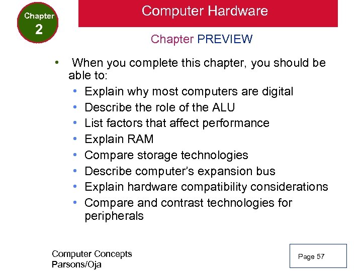 Computer Hardware Chapter 2 Chapter PREVIEW • When you complete this chapter, you should