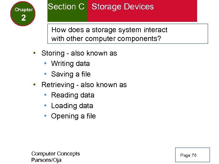 Chapter Section C Storage Devices 2 How does a storage system interact with other