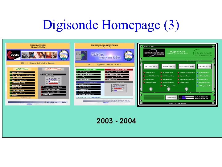 Digisonde Homepage (3) 2003 - 2004 
