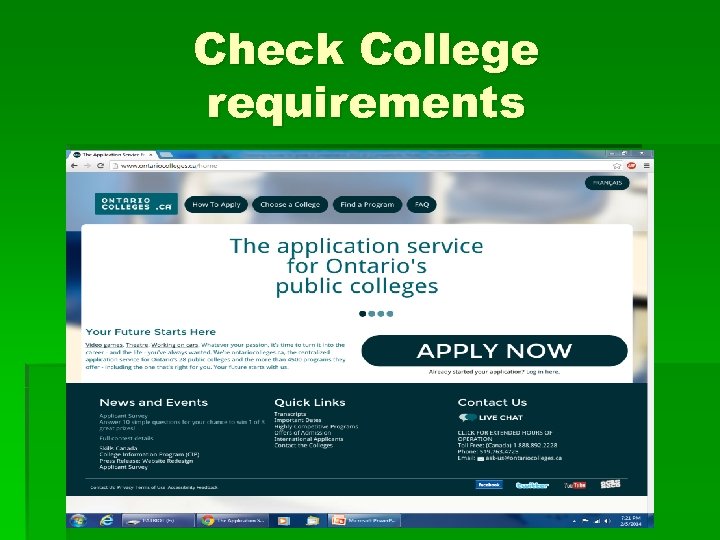 Check College requirements 