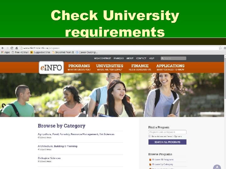 Check University requirements 