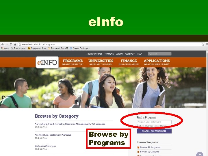 e. Info Browse by Programs 