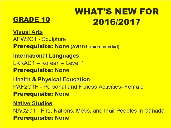 GRADE 10 WHAT’S NEW FOR 2016/2017 Visual Arts APW 2 O 1 - Sculpture