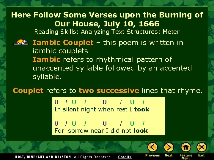 Here Follow Some Verses upon the Burning of Our House, July 10, 1666 Reading