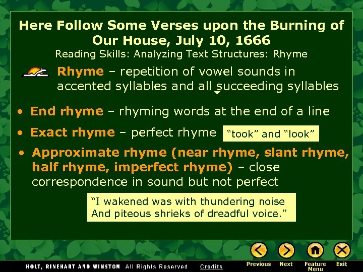 Here Follow Some Verses upon the Burning of Our House, July 10, 1666 Reading