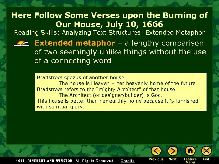 Here Follow Some Verses upon the Burning of Our House, July 10, 1666 Reading