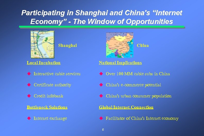 Participating in Shanghai and China's “Internet Economy” - The Window of Opportunities Shanghai China