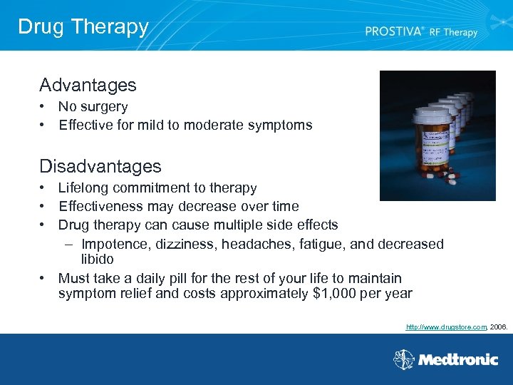 Drug Therapy Advantages • No surgery • Effective for mild to moderate symptoms Disadvantages