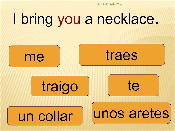 ALTA-VISTA © 2006 I bring you a necklace. me traigo un collar traes te