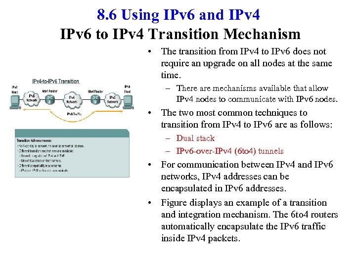  8. 6 Using IPv 6 and IPv 4 IPv 6 to IPv 4