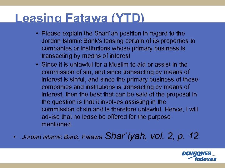 Leasing Fatawa (YTD) • Please explain the Shari`ah position in regard to the Jordan