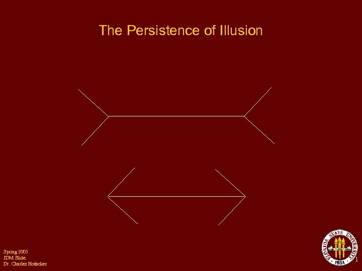 The Persistence of Illusion Spring 2005 JDM Slide: Dr. Charles Hofacker 1 