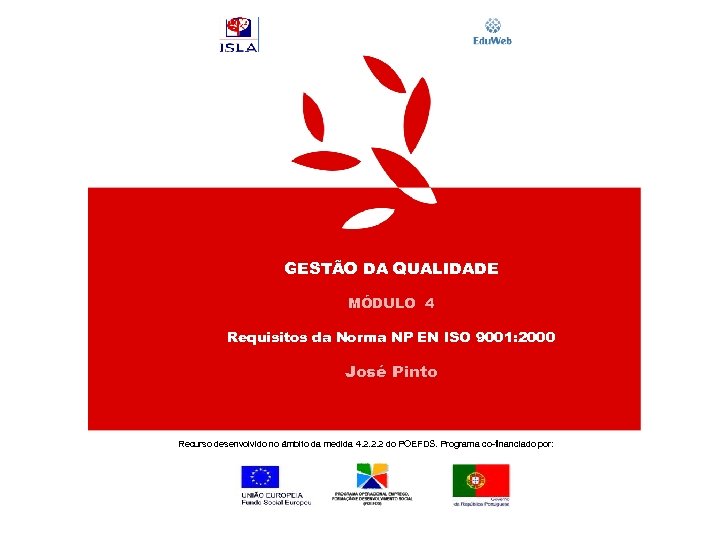 GESTÃO DA QUALIDADE MÓDULO 4 Requisitos da Norma NP EN ISO 9001: 2000 José