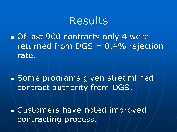 Results Of last 900 contracts only 4 were returned from DGS = 0. 4%