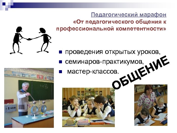 Педагогический марафон «От педагогического общения к профессиональной компетентности» n n n проведения открытых уроков,