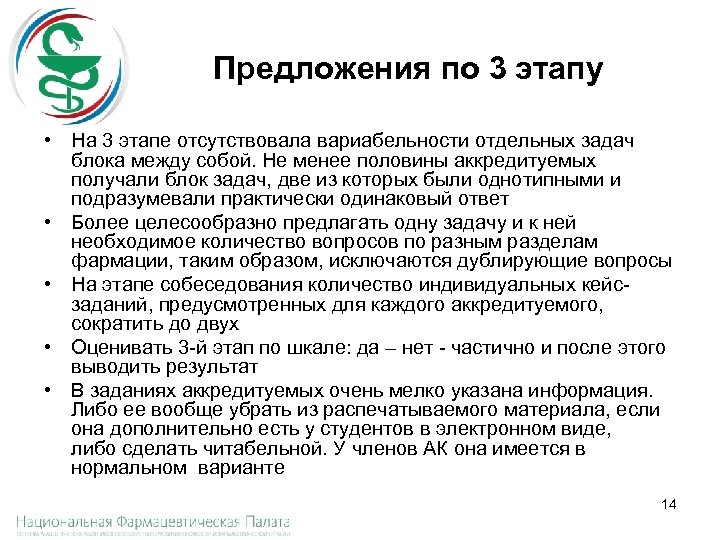 Предложения по 3 этапу • На 3 этапе отсутствовала вариабельности отдельных задач блока между