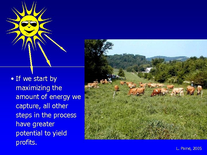  • If we start by maximizing the amount of energy we capture, all