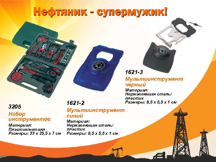 1621 -3 Мультиинструмент черный 3205 Набор инструментов Материал: Пластик/металл Размеры: 33 х 25, 5