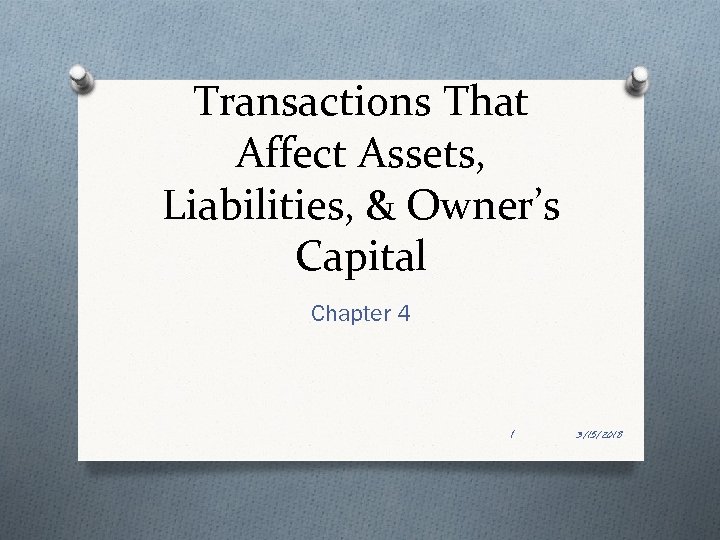 Transactions That Affect Assets Liabilities Owner s Capital