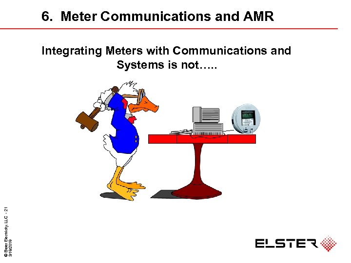 6. Meter Communications and AMR © Elster Electricity. LLC - 21 3/18/2018 Integrating Meters