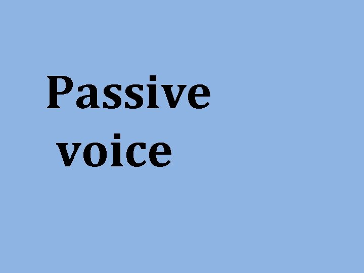 Passive voice 