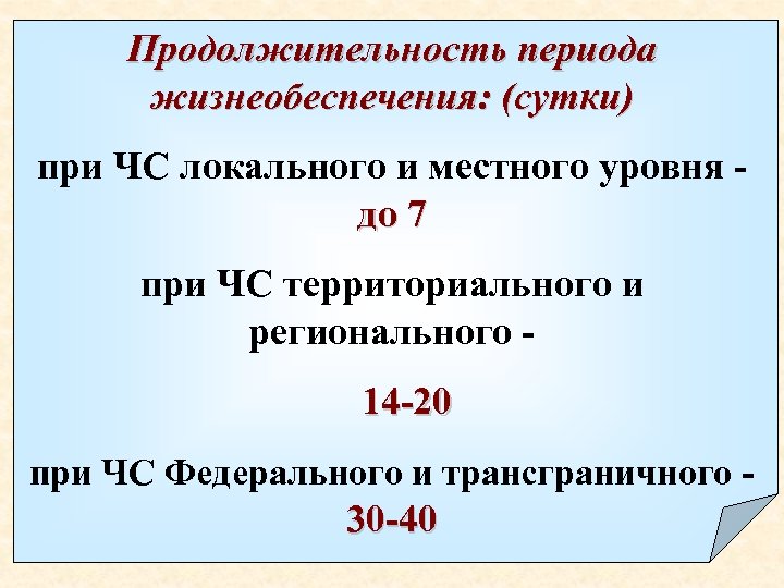 Длительность периода. Периоды при ЧС. Период жизнеобеспечения населения в ЧС. Продолжительность периодов. Период жизнеобеспечения населения при ЧС на муниципальном уровне.