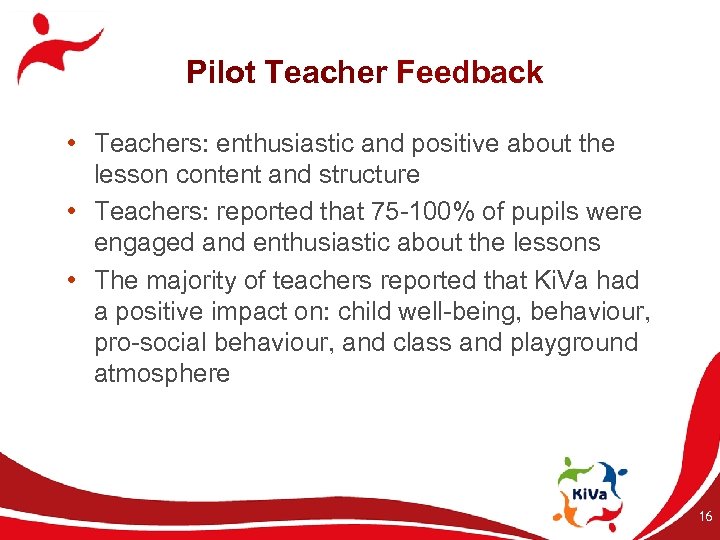 Pilot Teacher Feedback • Teachers: enthusiastic and positive about the lesson content and structure