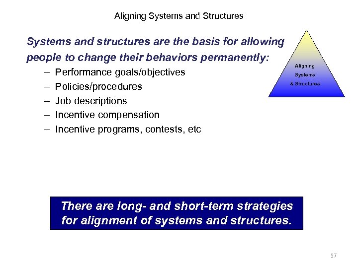 Aligning Systems and Structures Systems and structures are the basis for allowing people to