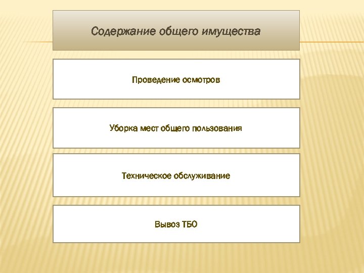 Содержание общего имущества Проведение осмотров Уборка мест общего пользования Техническое обслуживание Вывоз ТБО 