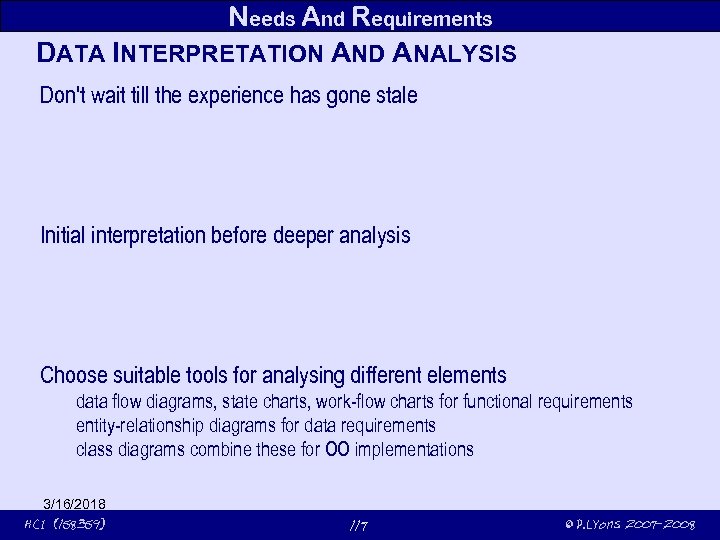 Needs And Requirements DATA INTERPRETATION AND ANALYSIS Don't wait till the experience has gone