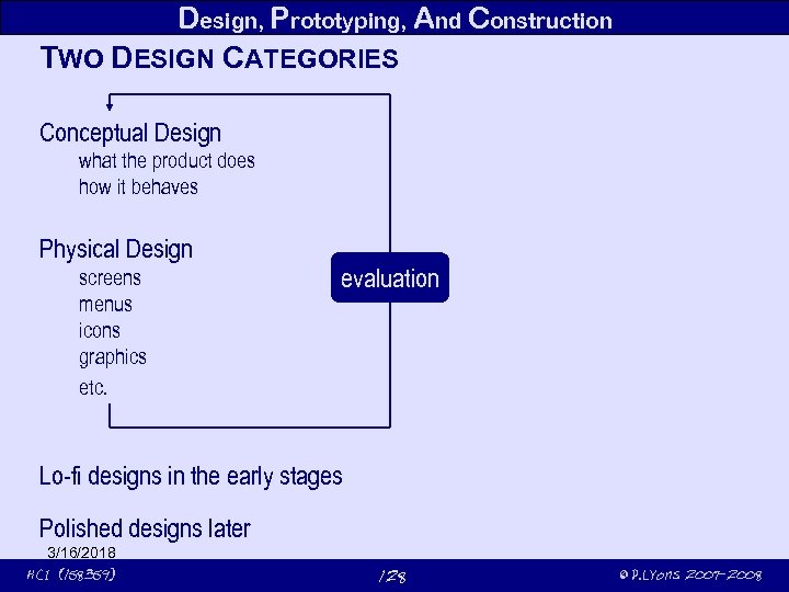 Design, Prototyping, And Construction TWO DESIGN CATEGORIES Conceptual Design what the product does how