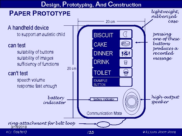 Design, Prototyping, And Construction PAPER PROTOTYPE 20 cm lightweight, rubberized case A handheld device