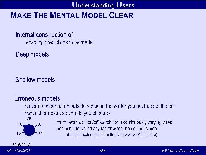 Understanding Users MAKE THE MENTAL MODEL CLEAR Internal construction of enabling predictions to be