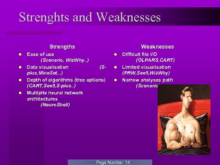 Strenghts and Weaknesses Strengths l l Weaknesses Ease of use (Scenario, Wiz. Why. .
