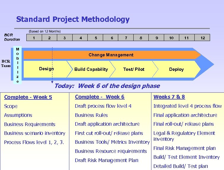 Standard Project Methodology BCR Duration BCR Team (Based on 12 Months) M o b
