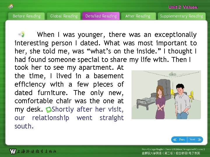 Unit 2 Values Before Reading Global Reading Detailed Reading After Reading Supplementary Reading When