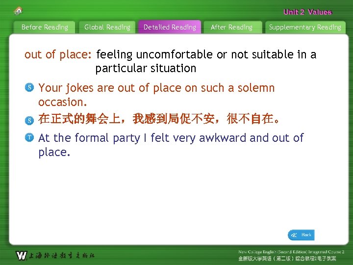 Unit 2 Values Before Reading Global Reading Detailed Reading After Reading Supplementary Reading out