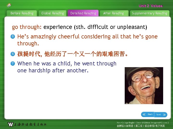 Unit 2 Values Before Reading Global Reading Detailed Reading After Reading Supplementary Reading go