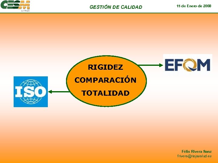 GESTIÓN DE CALIDAD 15 de Enero de 2008 RIGIDEZ COMPARACIÓN TOTALIDAD Félix Rivera Sanz