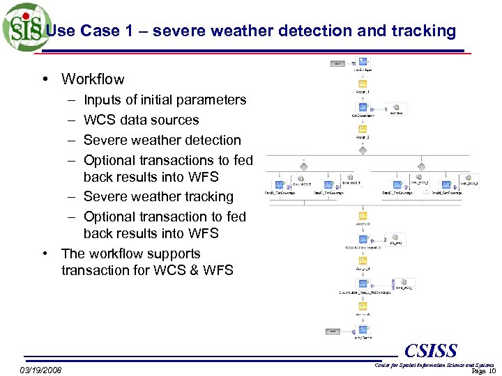 Use Case 1 – severe weather detection and tracking • Workflow – – Inputs