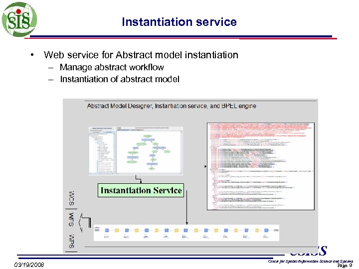 Instantiation service • Web service for Abstract model instantiation – Manage abstract workflow –